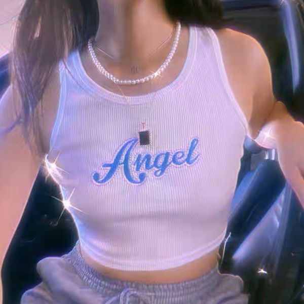 women's tanks camis y2k short casual sling summer embroidered letter vest open waist knitted solid color clothing 230419, White
women's tanks camis y2k short casual sling summer embroidered letter vest open waist knitted solid color clothing 230419, White