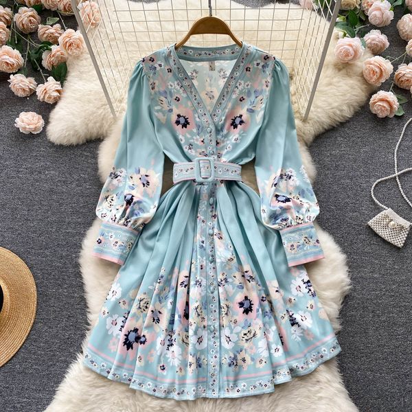 celebrity temperament v-neck dress retro printed long sleeved dress french gentle lace up fairy a-line dress, Black;gray
celebrity temperament v-neck dress retro printed long sleeved dress french gentle lace up fairy a-line dress, Black;gray