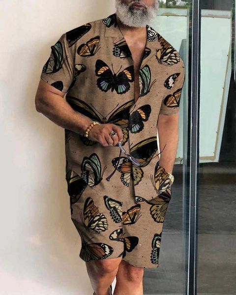 tracksuits fashion summer shirt men's butterfly printed suit casual short-sleeved shirt shorts two-piece hawaii beach men's set, Gray
tracksuits fashion summer shirt men's butterfly printed suit casual short-sleeved shirt shorts two-piece hawaii beach men's set, Gray