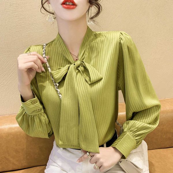 chiffon shirt french women's 2023 new spring fashionable fashion lace up green bowknot bubble sleeve top, White
chiffon shirt french women's 2023 new spring fashionable fashion lace up green bowknot bubble sleeve top, White