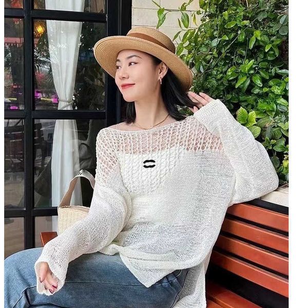 23ss womens designer clothing womens knits long sleeve embroidery knitted hollow out sweater womens clothes a1, White
23ss womens designer clothing womens knits long sleeve embroidery knitted hollow out sweater womens clothes a1, White