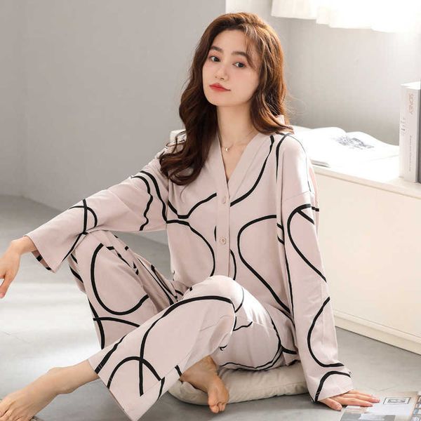 shuang cotton pajamas women's spring pull frame v-neck small style long sleeve cardigan simple autumn pure home furnishing
shuang cotton pajamas women's spring pull frame v-neck small style long sleeve cardigan simple autumn pure home furnishing