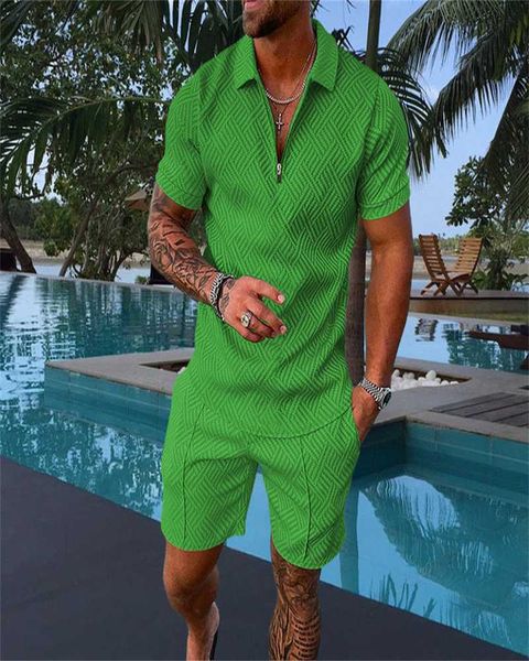 2023 tracksuits men's suit 3d color stitching print summer short sleeve polo shirt shorts suit fashion zipper polo shirt two piece set, Gray
2023 tracksuits men's suit 3d color stitching print summer short sleeve polo shirt shorts suit fashion zipper polo shirt two piece set, Gray