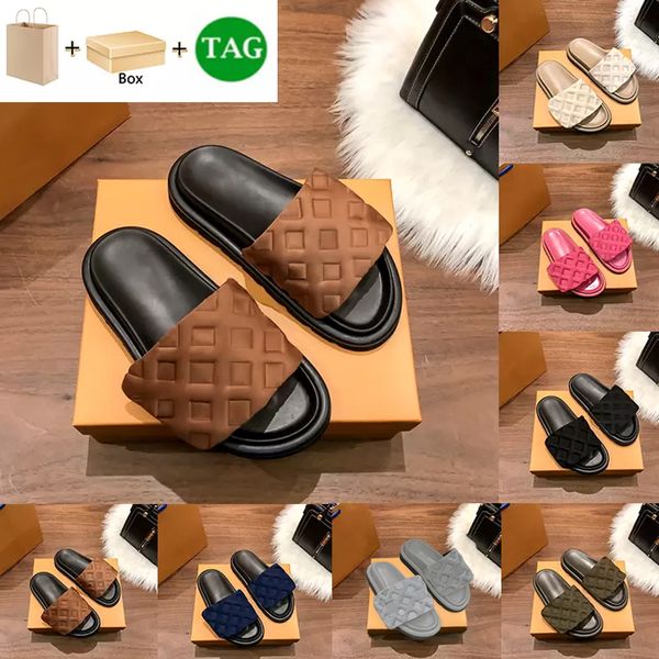 with box luxury slipper pool pillow comfort embossed mules designer sandal men women shoes copper deep blue triple black pink summer sandals
with box luxury slipper pool pillow comfort embossed mules designer sandal men women shoes copper deep blue triple black pink summer sandals