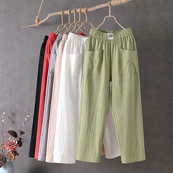 women's pants casual summer elastic waist loose breathable cotton linen harem female cropped trousers streetwear 230419, Black;white
women's pants casual summer elastic waist loose breathable cotton linen harem female cropped trousers streetwear 230419, Black;white