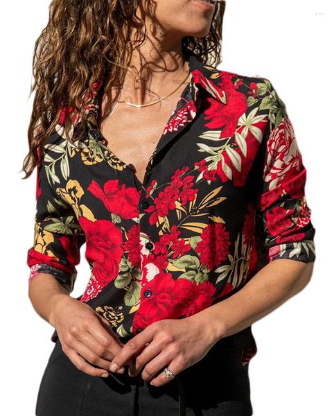 women's polos fashio chrysanthemum print casual blouse long sleeve elegant women single row button streetwear, White
women's polos fashio chrysanthemum print casual blouse long sleeve elegant women single row button streetwear, White
