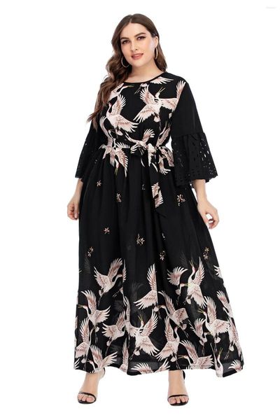 plus size dresses large lady summer fashion elegant print round neck long dress casual temperament women clothing, Black
plus size dresses large lady summer fashion elegant print round neck long dress casual temperament women clothing, Black