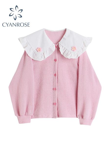 sweaters women knitted sweater cardigan peter pan collar long sleeve hollow out ladies fashion sweet casual oversized pink knitwear, White;black
sweaters women knitted sweater cardigan peter pan collar long sleeve hollow out ladies fashion sweet casual oversized pink knitwear, White;black