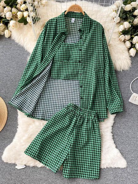 dress women 3 pieces set houndstooth plain green/black/orange turndown collar single breasted blouse + strap camis + shorts suits new, White
dress women 3 pieces set houndstooth plain green/black/orange turndown collar single breasted blouse + strap camis + shorts suits new, White