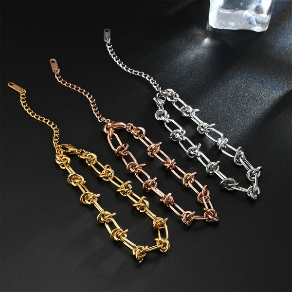 fashion knots chains men women designer stainless steel bracelets stylish design silver rose gold bracelet jewelry gifts for male female, Black
fashion knots chains men women designer stainless steel bracelets stylish design silver rose gold bracelet jewelry gifts for male female, Black