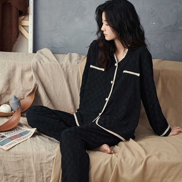 new pure cotton pajamas women's long sleeved pants small breeze two piece set slimming luxurious high-end home wear spring and autumn s
new pure cotton pajamas women's long sleeved pants small breeze two piece set slimming luxurious high-end home wear spring and autumn s
