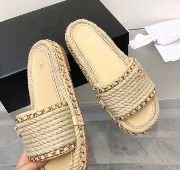 2023 new woven thick bottom sandals women's beach vacation paris designer casual chain flats slippers fashion double show leather non-s, Black
2023 new woven thick bottom sandals women's beach vacation paris designer casual chain flats slippers fashion double show leather non-s, Black