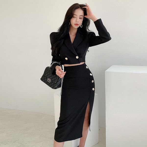 pants spring autumn black 2 pieces set women lady chic temperament formal casual short cropped coat high waist skirt slim outfit suits, White
pants spring autumn black 2 pieces set women lady chic temperament formal casual short cropped coat high waist skirt slim outfit suits, White