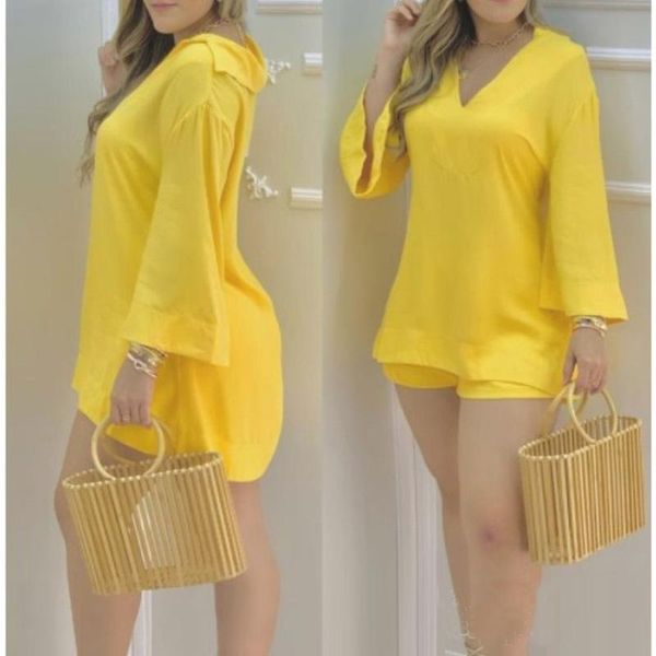 dress solid color flare long sleeve v neck blouses shorts 2 piece set fashion women spring summer yellow white short sets
dress solid color flare long sleeve v neck blouses shorts 2 piece set fashion women spring summer yellow white short sets