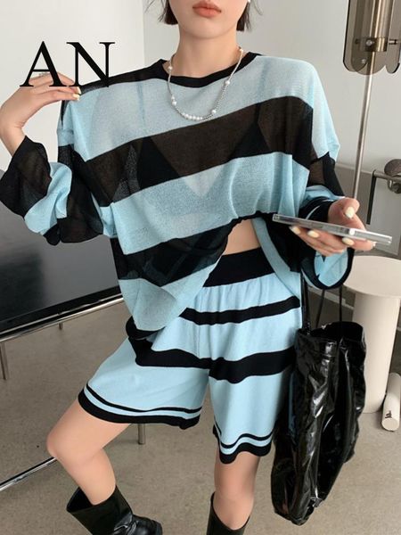 dress spring/summer 2022 new stripe contrast thin long sleeve sunproof knitwear shorts set summer two piece set women women's shorts, White
dress spring/summer 2022 new stripe contrast thin long sleeve sunproof knitwear shorts set summer two piece set women women's shorts, White