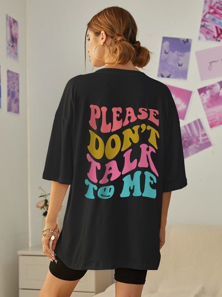 womens tshirt please dont talk tome colored letter slogans women oneck oversize short sleeve cotton brand shoulder drop tee clothing 230419, White
womens tshirt please dont talk tome colored letter slogans women oneck oversize short sleeve cotton brand shoulder drop tee clothing 230419, White