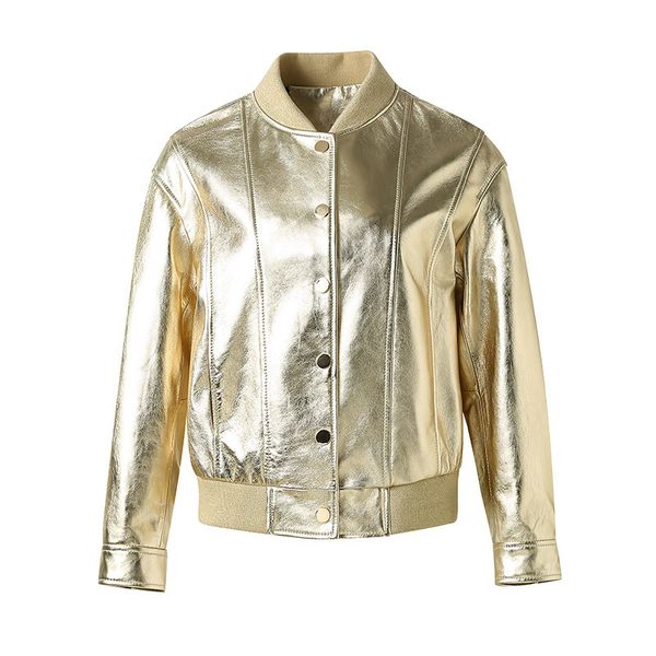 women's leather faux autumn winter genuine sheepskin jackets design golden color high collar coat gt5160 230418, Black
women's leather faux autumn winter genuine sheepskin jackets design golden color high collar coat gt5160 230418, Black