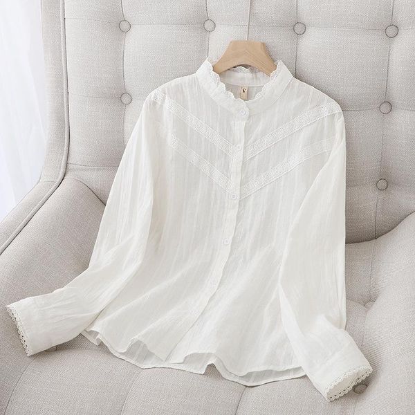 shirts 2022 autumn new women's standup collar cotton lace white shirt simple elegant design lady blouse and casual ladies clothes
shirts 2022 autumn new women's standup collar cotton lace white shirt simple elegant design lady blouse and casual ladies clothes