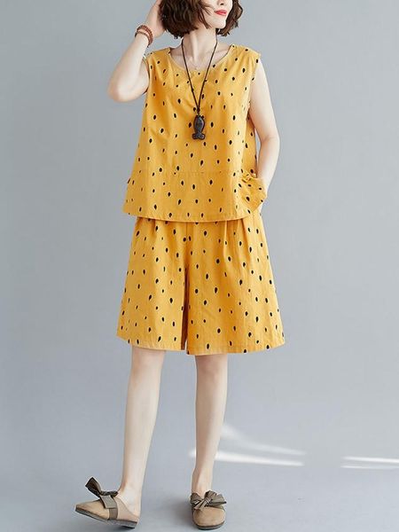 dress 2 piece sets women summer casual pants suits new 2022 vintage style polka dot cotton female sleeveless and shorts d352, White
dress 2 piece sets women summer casual pants suits new 2022 vintage style polka dot cotton female sleeveless and shorts d352, White