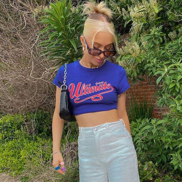 vintage letter print t-shirt crop women casual short sleeve cotton pullover tees summer slim streetwear, White
vintage letter print t-shirt crop women casual short sleeve cotton pullover tees summer slim streetwear, White