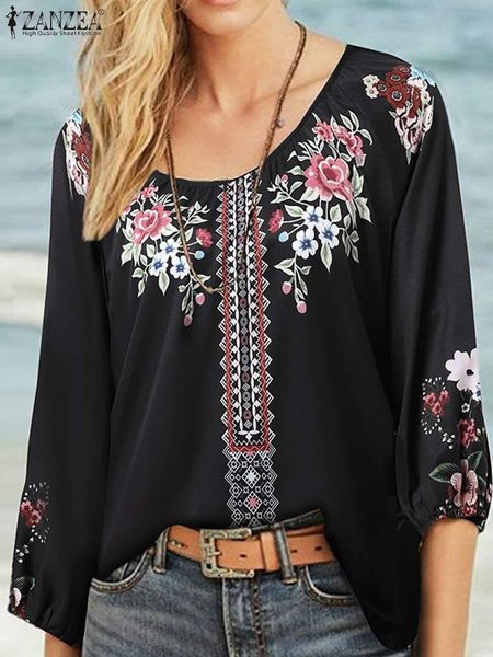 t-shirt zanzea women summer floral print blouse 3/4 sleeve oneck ladies work bohemian fashion casual loose holiday beach shirt, White
t-shirt zanzea women summer floral print blouse 3/4 sleeve oneck ladies work bohemian fashion casual loose holiday beach shirt, White