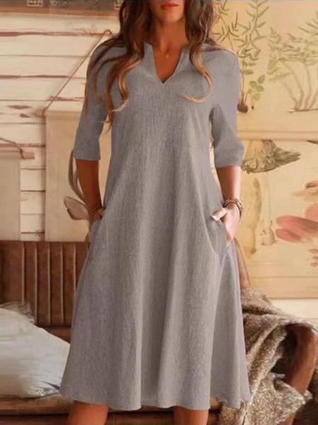 dresses new summer commuter women dress aline skirt solid cotton linen pocket mid sleeve holiday dress 2022 elegant vneck loose dress, Black;gray
dresses new summer commuter women dress aline skirt solid cotton linen pocket mid sleeve holiday dress 2022 elegant vneck loose dress, Black;gray