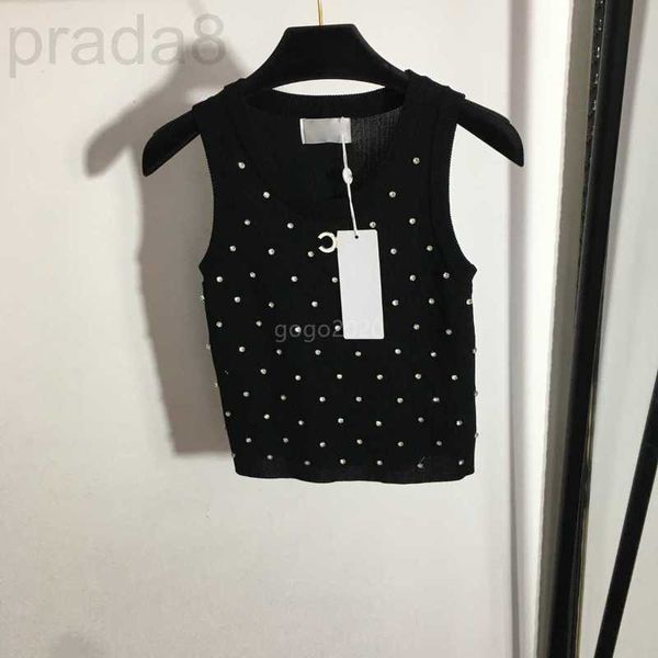 women's t-shirt designer 23ss women tee vest knits t shirts with letter rhombus crystal crop runway high end brand stretch sleeveless, White
women's t-shirt designer 23ss women tee vest knits t shirts with letter rhombus crystal crop runway high end brand stretch sleeveless, White