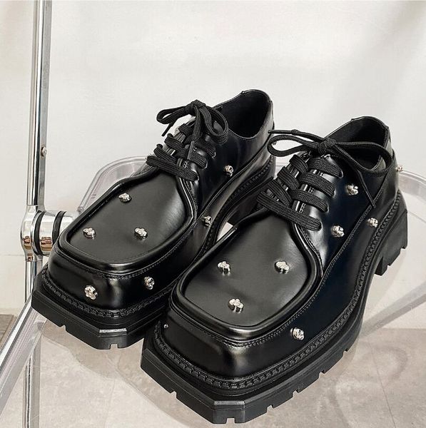 fashion thick heel platform leather shoes men fashion lace up rivets street oxfords, Black
fashion thick heel platform leather shoes men fashion lace up rivets street oxfords, Black