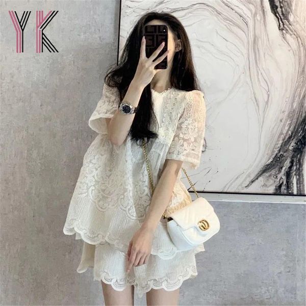 dress twopiece lace short sleeve temperament t shirt elastic white shorts summer pregnant women elegant sets kawaii sweet suits
dress twopiece lace short sleeve temperament t shirt elastic white shorts summer pregnant women elegant sets kawaii sweet suits