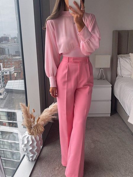 pants women pink shirts and trousers suits 2022 chiffon adjustable waist batwing sleeve blouses and chic wide leg pant two piece set, White
pants women pink shirts and trousers suits 2022 chiffon adjustable waist batwing sleeve blouses and chic wide leg pant two piece set, White