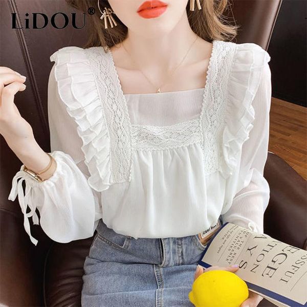 t-shirt spring autumn square collar ruffles elegant fashion chiffon shirt women lace up puff sleeve wild blouse lady loose casual blusa, White
t-shirt spring autumn square collar ruffles elegant fashion chiffon shirt women lace up puff sleeve wild blouse lady loose casual blusa, White