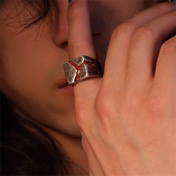 retro fashion handmade pioneer red cracks rings 925 sterling silver ring for men and women's trendy niche design hip hop accessories
retro fashion handmade pioneer red cracks rings 925 sterling silver ring for men and women's trendy niche design hip hop accessories