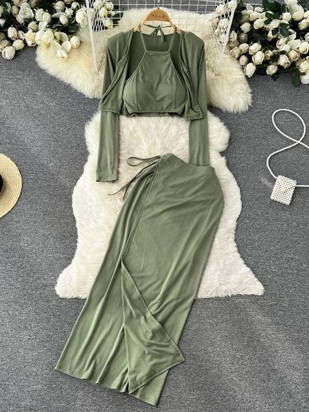 dress yuoomuoo autumn three piece set women dress suit green camis high waist split long skirts long sleeve shirts lady outfits, White
dress yuoomuoo autumn three piece set women dress suit green camis high waist split long skirts long sleeve shirts lady outfits, White