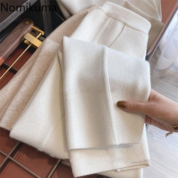 capris nomikuma new arrival high waist pants women solid color casual trousers korean style office lady loose knitted pantalones femme, Black;white
capris nomikuma new arrival high waist pants women solid color casual trousers korean style office lady loose knitted pantalones femme, Black;white