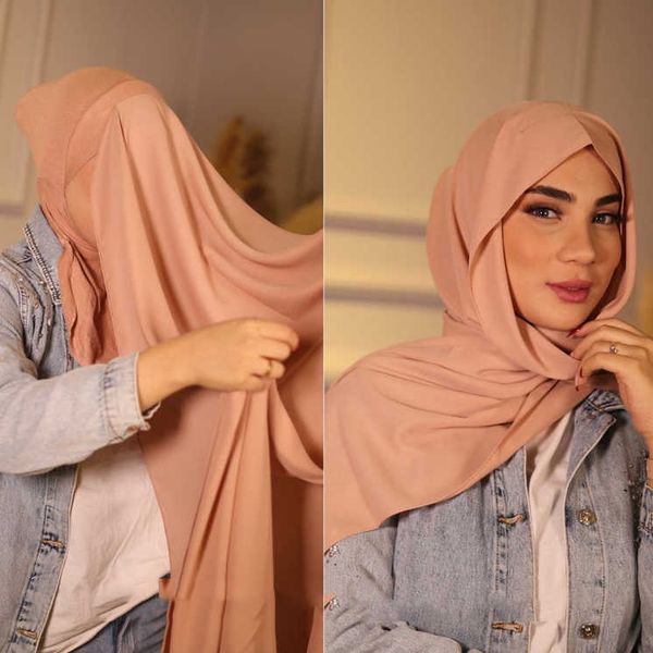 2pc headbands instant hijab muslim women heavy chiffon shl with elastic jersey inner cap headwrap 1.8x0.7m y23, Silver
2pc headbands instant hijab muslim women heavy chiffon shl with elastic jersey inner cap headwrap 1.8x0.7m y23, Silver
