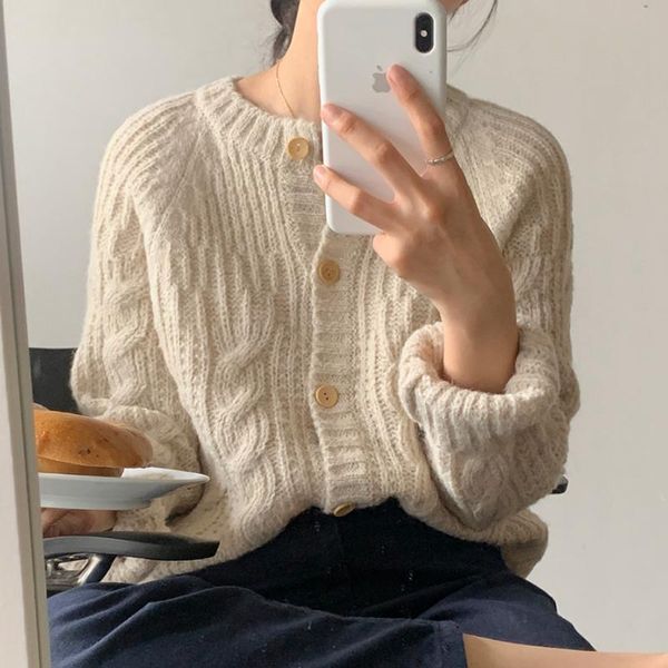 sweaters autumn vintage knitted cashmere cardigan sweater women 2021 round collar single breasted short crochet outerwear, White;black
sweaters autumn vintage knitted cashmere cardigan sweater women 2021 round collar single breasted short crochet outerwear, White;black