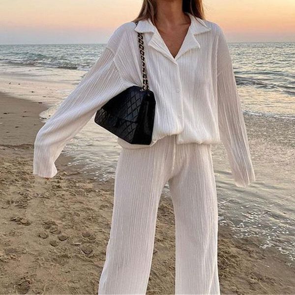 pants women tracksuits shirt with long pants two pieces sets clothing outfits women pleated blouses loose suits fashion tracksuits, White
pants women tracksuits shirt with long pants two pieces sets clothing outfits women pleated blouses loose suits fashion tracksuits, White
