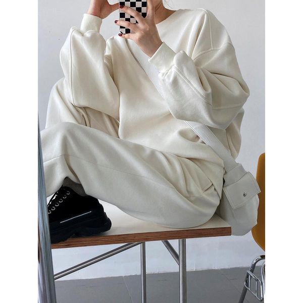 pants fashion casual sports suit women's new loose sweater + pants twopiece set 2022 spring and summer, White
pants fashion casual sports suit women's new loose sweater + pants twopiece set 2022 spring and summer, White