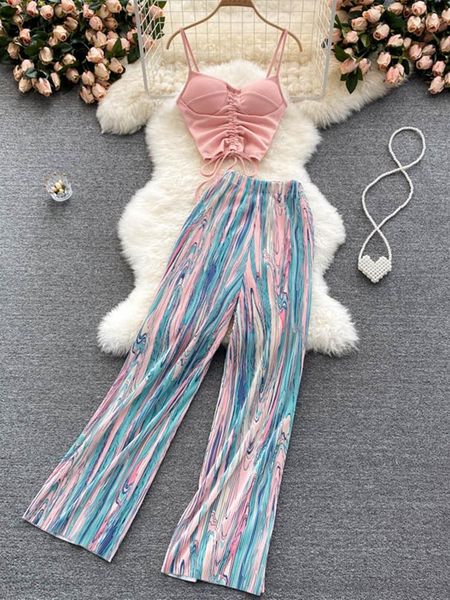 pants women summer boho maxi pants set sleeveless short strap high waist pants two piece set beach clothes, White
pants women summer boho maxi pants set sleeveless short strap high waist pants two piece set beach clothes, White