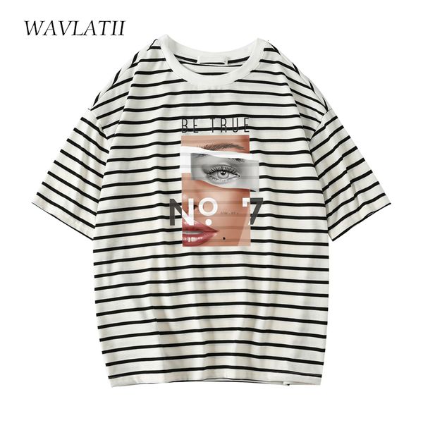 women's t-shirt wavlatii women fashion printed t shirts female classical striped oversized soft tees short sleeve for summer wt2270 23, White
women's t-shirt wavlatii women fashion printed t shirts female classical striped oversized soft tees short sleeve for summer wt2270 23, White