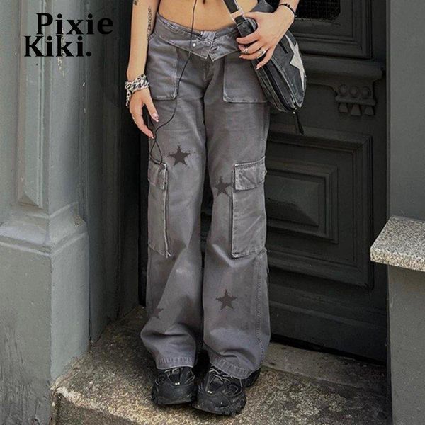 jeans pixiekiki star print gray low rise cargo jeans grunge clothes y2k aesthetic womans pants streetwear denim trousers p67ez40, Blue
jeans pixiekiki star print gray low rise cargo jeans grunge clothes y2k aesthetic womans pants streetwear denim trousers p67ez40, Blue