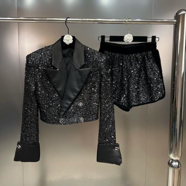 dress prepomp autumn new arrivals long sleeve double breasted buttons sequins slim jacket stretch shorts two piece set outfits gg627, White
dress prepomp autumn new arrivals long sleeve double breasted buttons sequins slim jacket stretch shorts two piece set outfits gg627, White