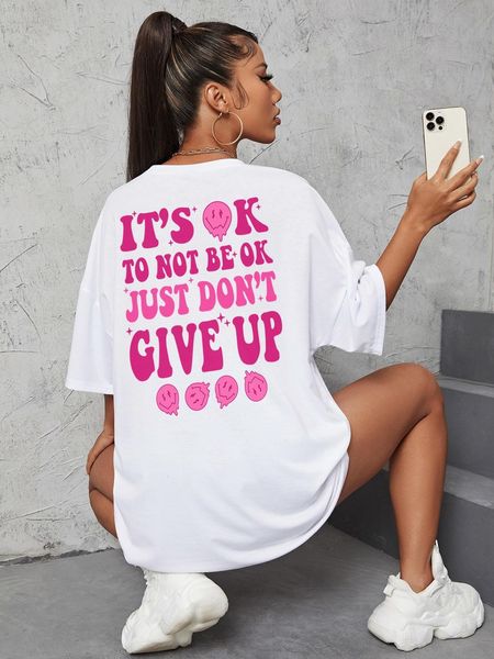 womens tshirt its ok to not be just dont give up personality letter t shirt women loose oversize 100% cotton breathable tee 230419, White
womens tshirt its ok to not be just dont give up personality letter t shirt women loose oversize 100% cotton breathable tee 230419, White