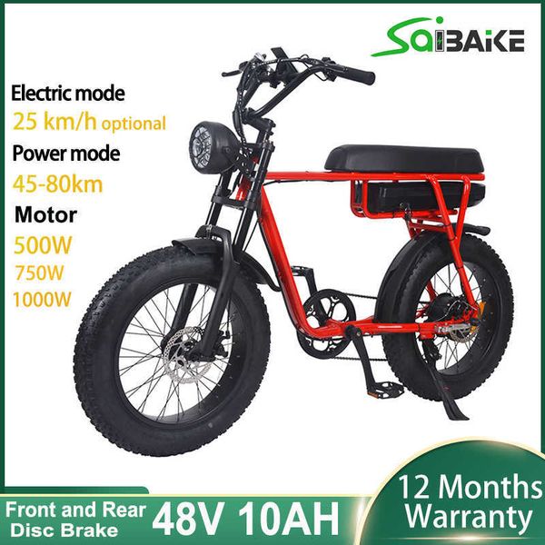 Image of Duty Free Electric Bike 48V 500W 20inch Fat Ebike 10Ah Lithium Battery Hub Motor Electric Bicycle Adult Bike 4.0 Fat Tire e bike