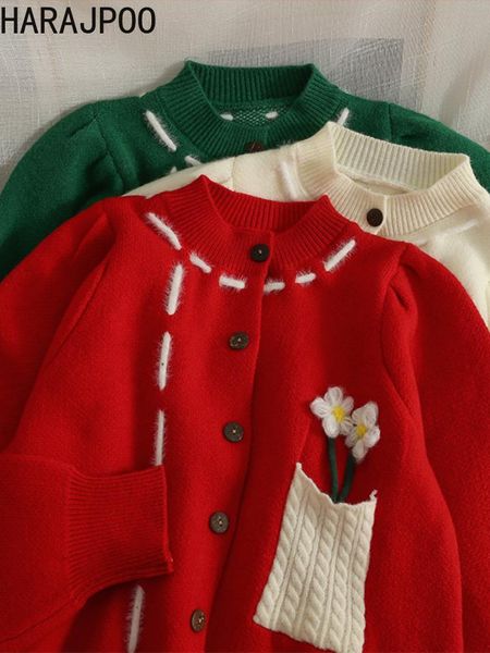 sweaters harajpoo threedimensional flower longsleeved knitted cardigan 2022 new color block striped sweater korean style loose slim top, White;black
sweaters harajpoo threedimensional flower longsleeved knitted cardigan 2022 new color block striped sweater korean style loose slim top, White;black