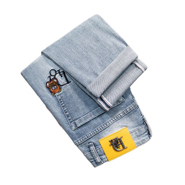 men's jeans spring summer thin slim fit european american high-end brand small straight double f pants q9551-1, Blue
men's jeans spring summer thin slim fit european american high-end brand small straight double f pants q9551-1, Blue
