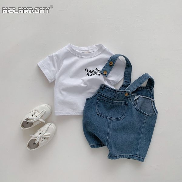 clothing sets summer kids baby boys short sleeve letter teessolid color overalls denim packet children casual set 2pcs 230418, White
clothing sets summer kids baby boys short sleeve letter teessolid color overalls denim packet children casual set 2pcs 230418, White