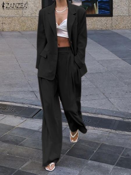 pants 2022 zanzea women spring new suit 2pcs long sleeve lapel solid color blazer elegant fashion long wide leg pants trousers, White
pants 2022 zanzea women spring new suit 2pcs long sleeve lapel solid color blazer elegant fashion long wide leg pants trousers, White