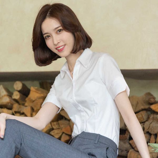 short sleeved pink shirt for women's summer 2023 new professional design sense niche thin workwear, White
short sleeved pink shirt for women's summer 2023 new professional design sense niche thin workwear, White