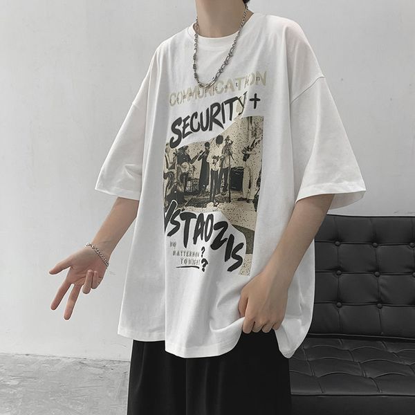 men's tshirts vintage harajuku style short sleeved tshirt for in summer versatile american print loose student half couples 230419, White;black
men's tshirts vintage harajuku style short sleeved tshirt for in summer versatile american print loose student half couples 230419, White;black